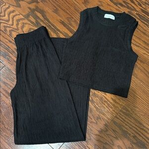 Black Sleeveless Top and Pants Set
